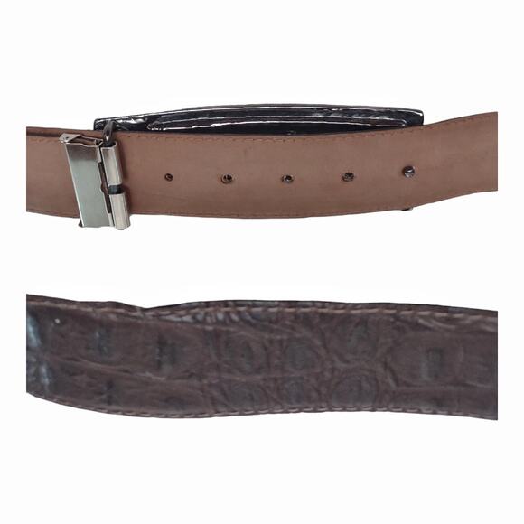 Brown Leather Textured Belt Approx Size M Rhinestone Buckle Accessories main image 11